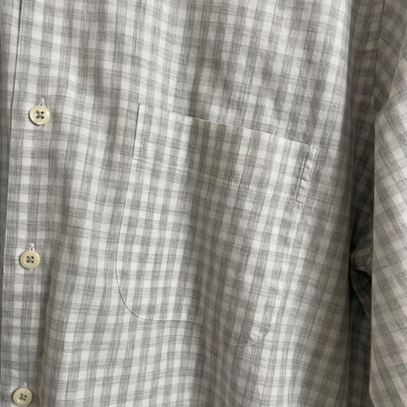 Peter Millar gray and white button down shirt size M with pocket - Picture 2 of 6